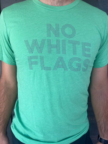 Green Tri-blend No White Flags T-Shirt with Gray Ink