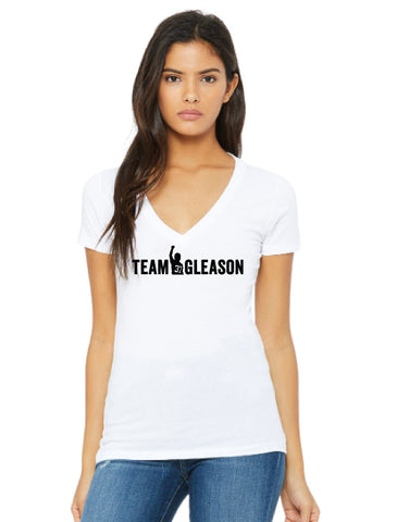 White Team Gleason Womens V-neck T-shirt